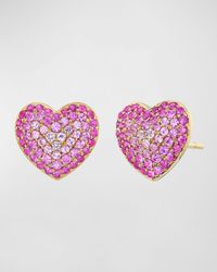 Lucy Stud Earrings in 18K Yellow Gold and Pink Sapphires