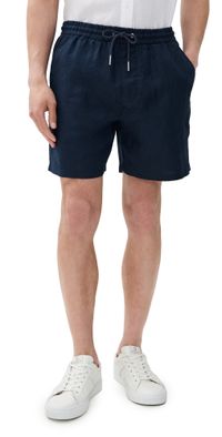 NN07 Gregor Drawstring Linen Shorts 6.25 Navy Blue XL
