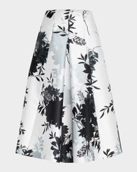 Floral Print Pleated Midi Skirt