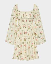 Walker Floral-Print Blouson Mini Dress