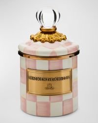 Rosy Check Enamel Canister, Mini