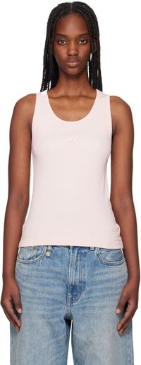 Maison Kitsuné Débardeur rose en tricot côtelé à écusson à logo de renard