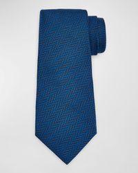 Men's Herringbone Tie, Navy