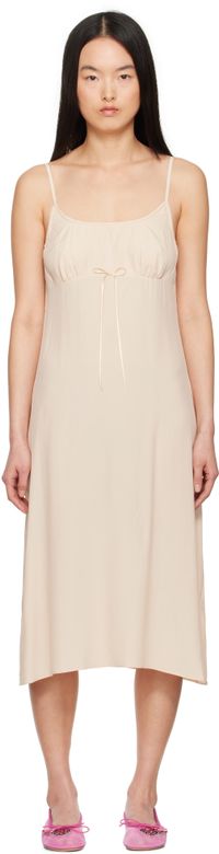 Simone Rocha Robe midi Negligee beige à boucle décorative