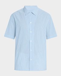 Men's Stripe Cotton Seersucker Short-Sleeve Shirt