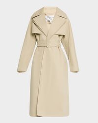 Slit-Sleeve Belted Layered Trench Coat