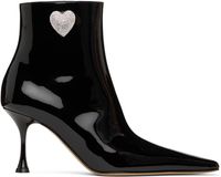 MACH & MACH Black Crystal Heart Boots