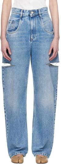 Maison Margiela Jean bleu à découpes