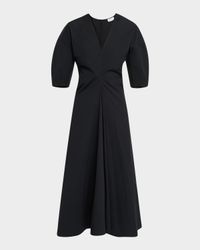 Torqued Short-Sleeve Midi Dress