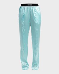 Logo-Banded Silk PJ Pants