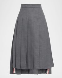 Pleated Super 120s Twill Midi Skirt