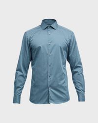 Men's Micro-Geometric Print Cotton Sport Shirt