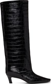 TOTEME Brown Croco-Embossed Wide Shaft Tall Boots