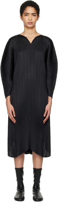 PLEATS PLEASE ISSEY MIYAKE Black Wormhole Midi Dress