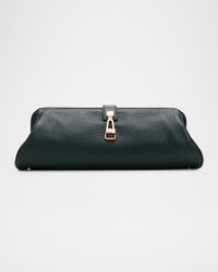 Paola Grained Leather Baguette Clutch Bag
