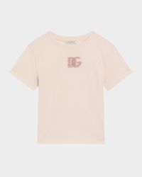 Girl's DG Logo Patch Short-Sleeve T-Shirt, Size 4-6