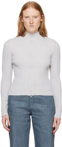 AMOMENTO Gray Ribbed Sweater