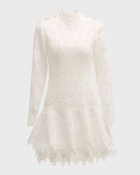 Joy Guipure Lace Long-Sleeve Mini Dress
