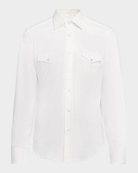 Men's White Denim Western Shirt