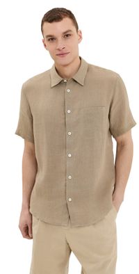 A. P.C. Linen Shirt Bac Dark Beige XL