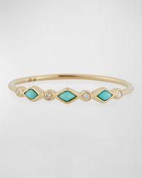 Turquoise Bezel & Diamond Stacking Ring