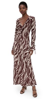 WAYF Dakota Long Sleeve Dress Zebra XS