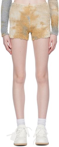Off-White Beige & Navy Smocked Shorts