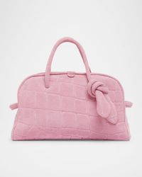 Le Petit Turismo Croc-Embossed Suede Bowling Bag