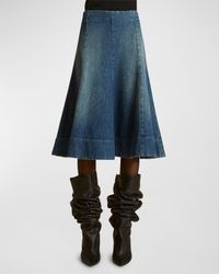 Lennox Paneled Denim Midi Skirt