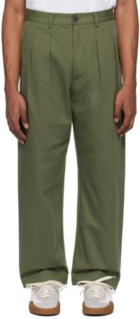Universal Works Pantalon kaki à plis