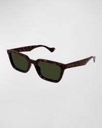 Men's Rectangle Plastic Sunglasses with Logo Detail