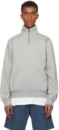 Carhartt Work In Progress Gray Chase Neck Zip Sweatshirt