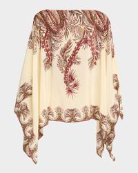 Printed Silk Poncho