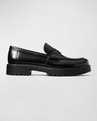 Leather Medallion Lug-Sole Loafers