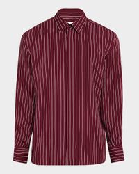 Men's Vertical Stripe Silk Sport Shirt