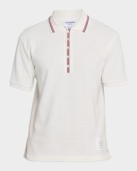 Men's Grosgrain-Trim Waffle Knit Polo Shirt