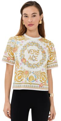Versace Barocco Underwater Print T-Shirt Eggshell/Multicolor 36
