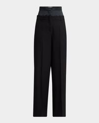 Double Waistband Wide-Leg Trousers