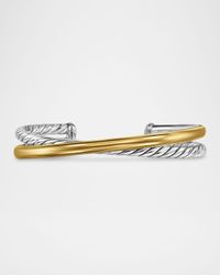 Crossover Bracelet in Silver and Yellow Gold, 11mm