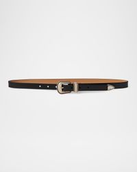 Grain Vachetta Leather Skinny Belt