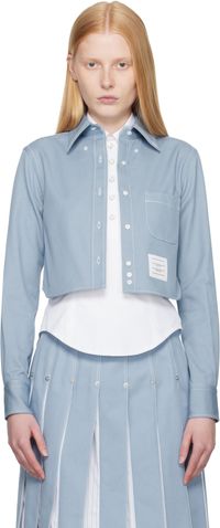 Thom Browne Blue Classic Cropped Long Sleeve Denim Shirt