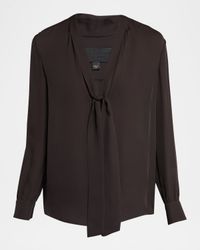 Janese Scarf-Neck Silk Blouse