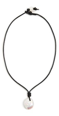 SHASHI Clea Cord Necklace Black/Pearl One Size