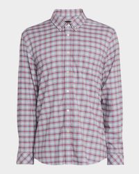 Men's Cotton-Stretch Tattersall Check Button-Down Shirt