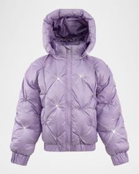 Girl's Lavender Sparkle Puffer Jacket, Size 2-14