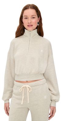 Éterne Cropped Half-Zip Sweatshirt Heather Oatmeal XL