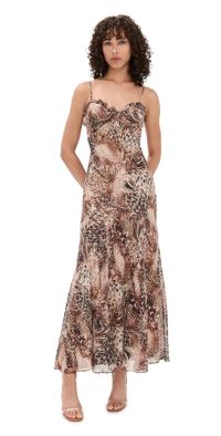 ASTR the Label Maeryn Dress Taupe Brown Leopard L