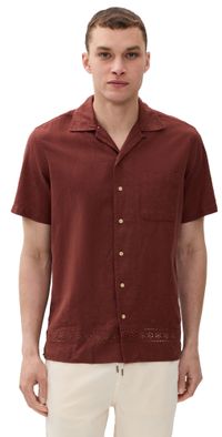 Taylor Stitch The Short Sleeve Hawthorne Cotton Eyelet Shirt Dried Cherry Border Eyelet 42