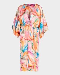 Feathered Impressions Maxi Kimono Coverup