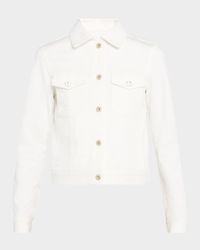 Flower-Button Denim Jacket